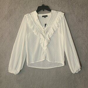 NWT Lulus Long Sleeve Top Size Small White Lace Boho No Tassels SKU 040